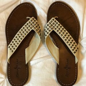 Cole Haan Silver-Studded White Sandals